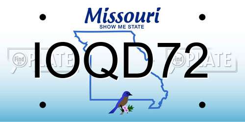 IOQD72 Missouri License Plate