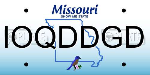 IOQDDGD Missouri License Plate