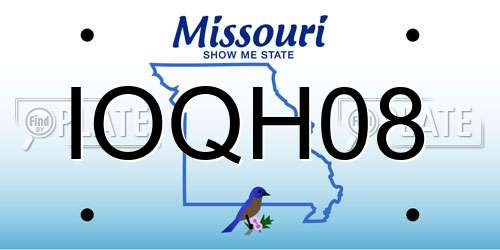IOQH08 Missouri License Plate