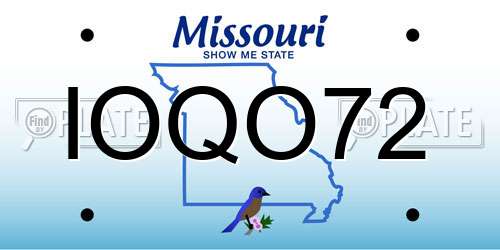 IOQO72 Missouri License Plate