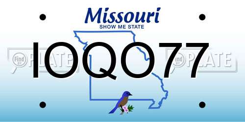 IOQO77 Missouri License Plate