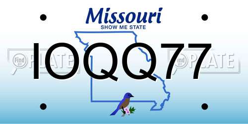 IOQQ77 Missouri License Plate
