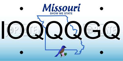 IOQQQGQ Missouri License Plate