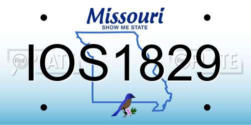 IOS1829 Missouri License Plate