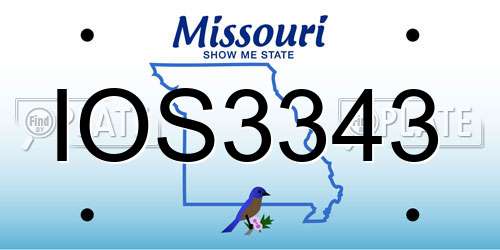 IOS3343 Missouri License Plate