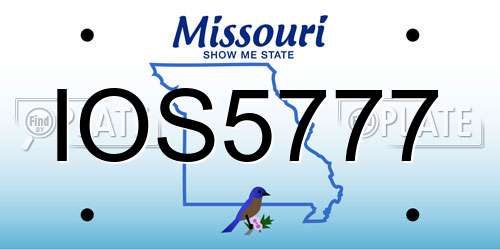 IOS5777 Missouri License Plate