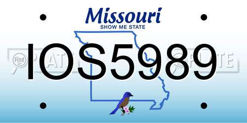 IOS5989 Missouri License Plate