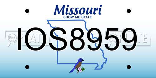 IOS8959 Missouri License Plate