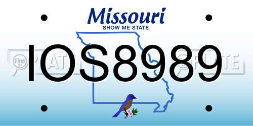 IOS8989 Missouri License Plate