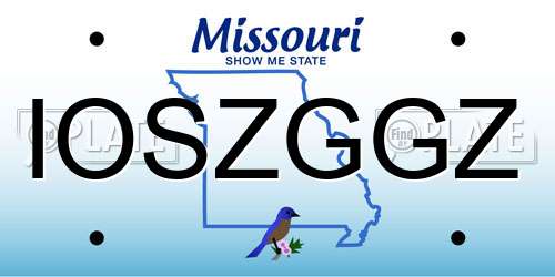 IOSZGGZ Missouri License Plate