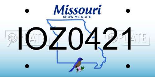 IOZ0421 Missouri License Plate