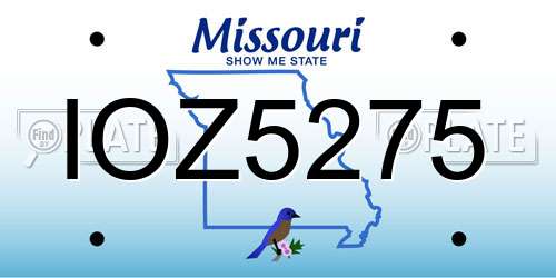 IOZ5275 Missouri License Plate
