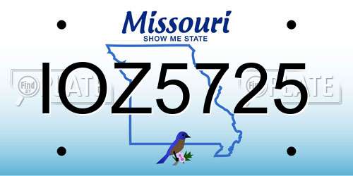 IOZ5725 Missouri License Plate