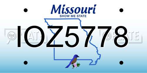 IOZ5778 Missouri License Plate