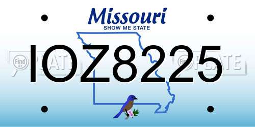 IOZ8225 Missouri License Plate