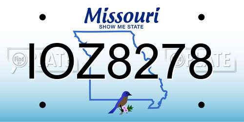 IOZ8278 Missouri License Plate