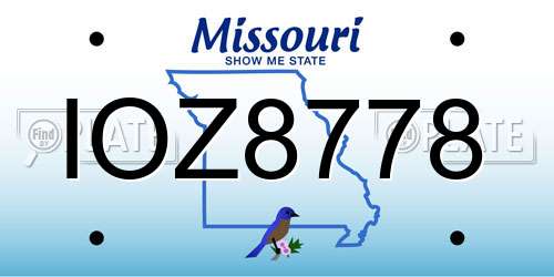 IOZ8778 Missouri License Plate