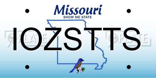 IOZSTTS Missouri License Plate