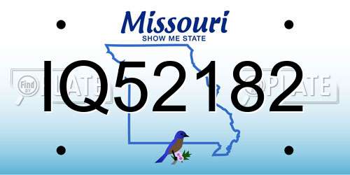 IQ52182 Missouri License Plate