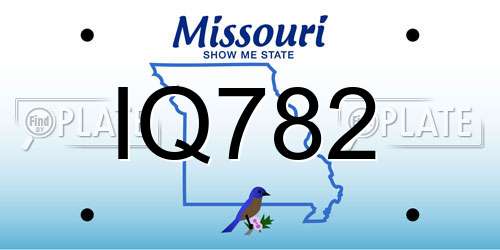 IQ782 Missouri License Plate
