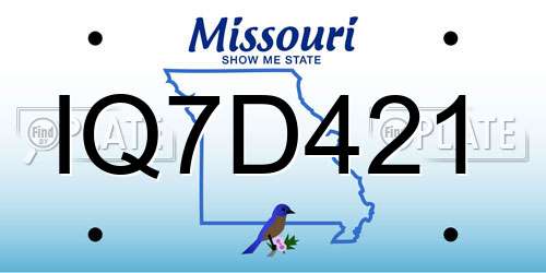 IQ7D421 Missouri License Plate