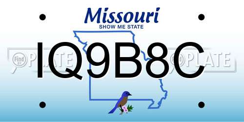 IQ9B8C Missouri License Plate
