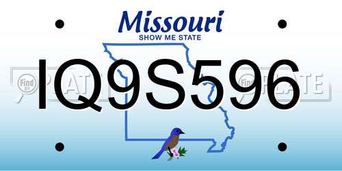 IQ9S596 Missouri License Plate