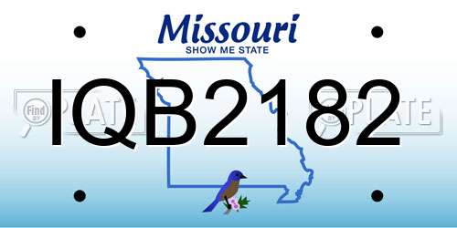 IQB2182 Missouri License Plate
