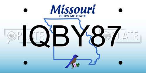 IQBY87 Missouri License Plate