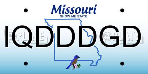 IQDDDGD Missouri License Plate