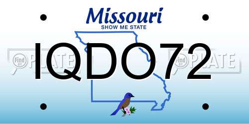 IQDO72 Missouri License Plate