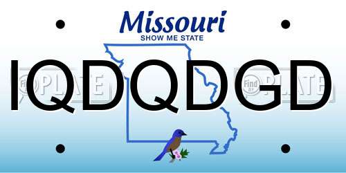 IQDQDGD Missouri License Plate