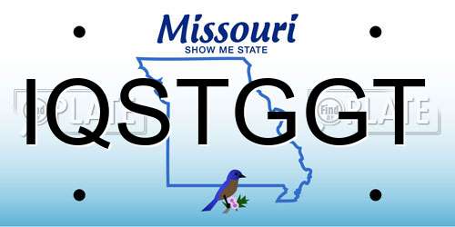 IQSTGGT Missouri License Plate