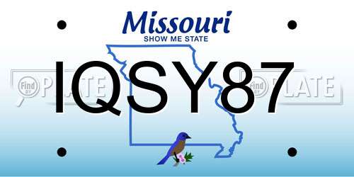 IQSY87 Missouri License Plate