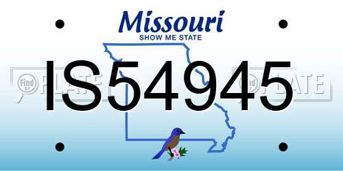 IS54945 Missouri License Plate