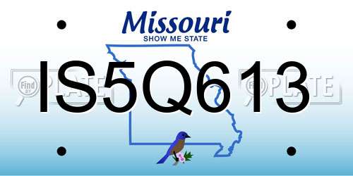 IS5Q613 Missouri License Plate
