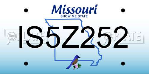 IS5Z252 Missouri License Plate