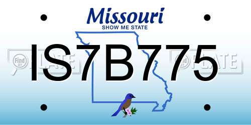 IS7B775 Missouri License Plate