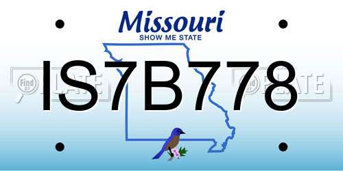 IS7B778 Missouri License Plate