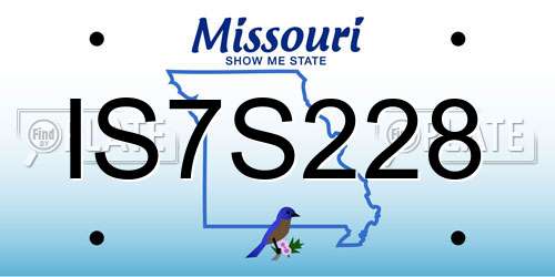 IS7S228 Missouri License Plate