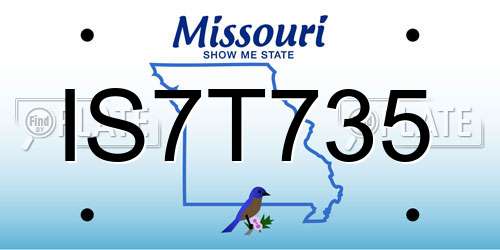 IS7T735 Missouri License Plate