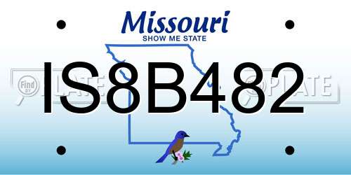 IS8B482 Missouri License Plate