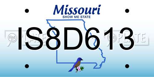 IS8D613 Missouri License Plate