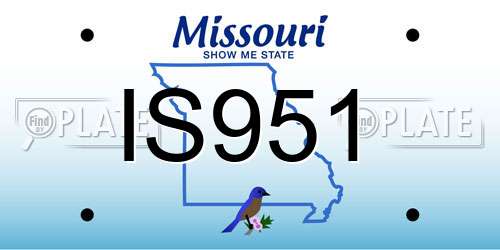 IS951 Missouri License Plate