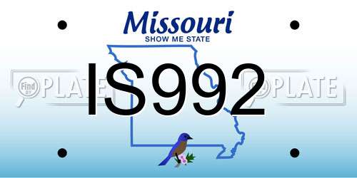 IS992 Missouri License Plate
