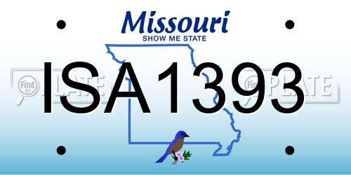 ISA1393 Missouri License Plate
