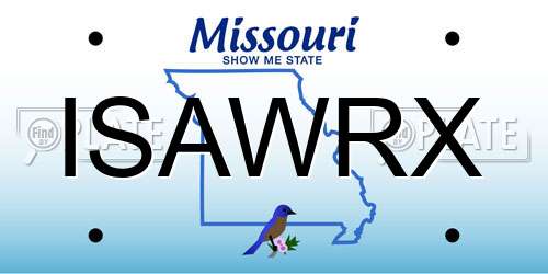 ISAWRX Missouri License Plate