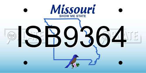 ISB9364 Missouri License Plate