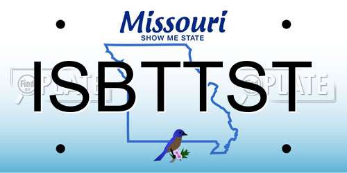 ISBTTST Missouri License Plate