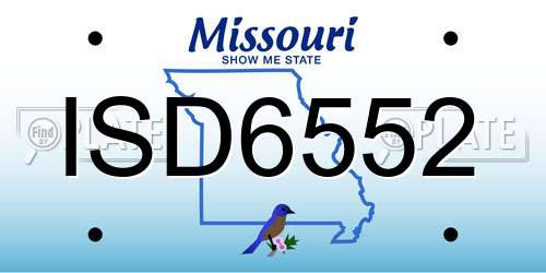 ISD6552 Missouri License Plate